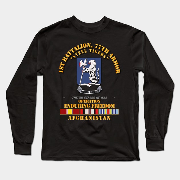 1st Bn 77th Armor - w AFG SVC Ribbons - OEF Long Sleeve T-Shirt by twix123844